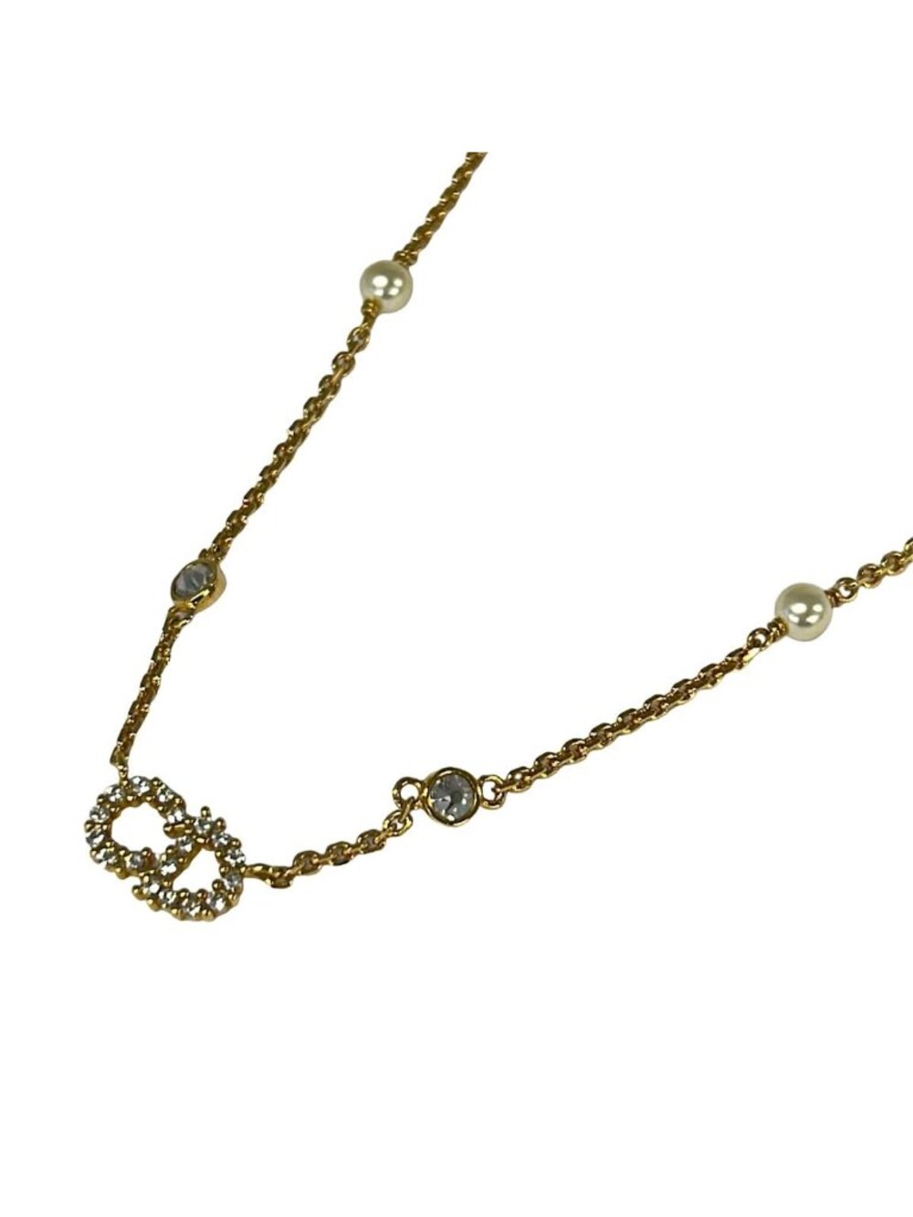 Dior Necklace Clair D Lune Gold Clear Ivory